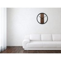 Dubové hodiny Loft Round kovové 50cm, z231 hnedá
